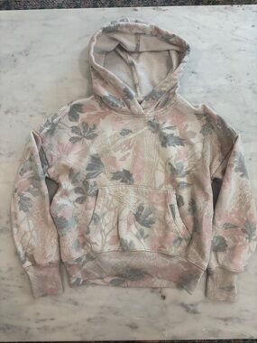 abercrombie kids Floral Camo Pullover Hoodie in Light Pink, Brown and Green